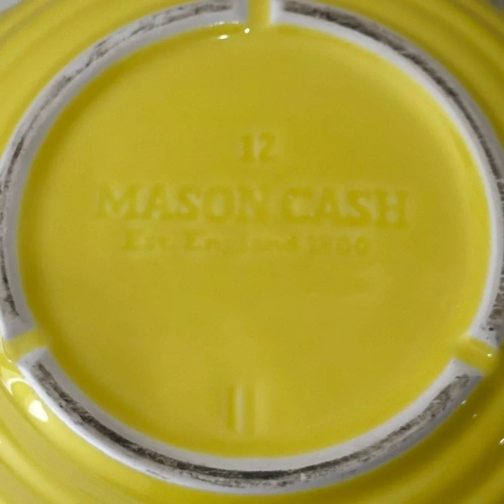 Mason Cash S12 Mixing Bowl Yellow Embossed Earthenware 11.5 Inch Made in England